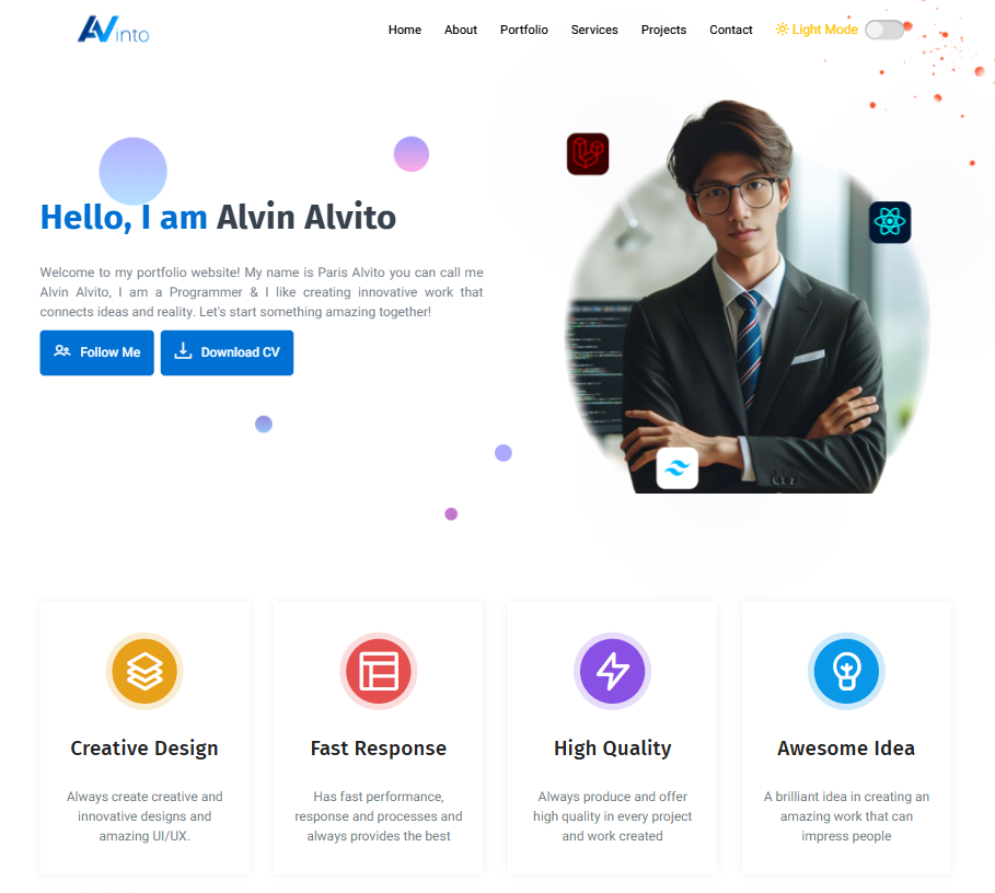 Tampilan proyek Portfolio v2