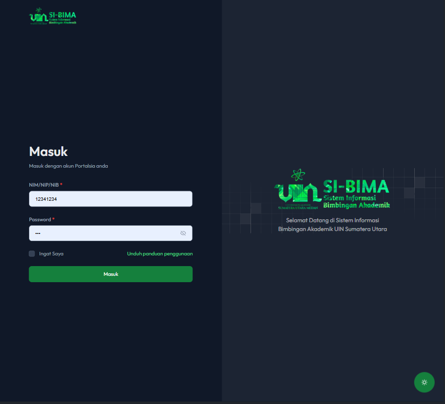 Tampilan proyek SiBima