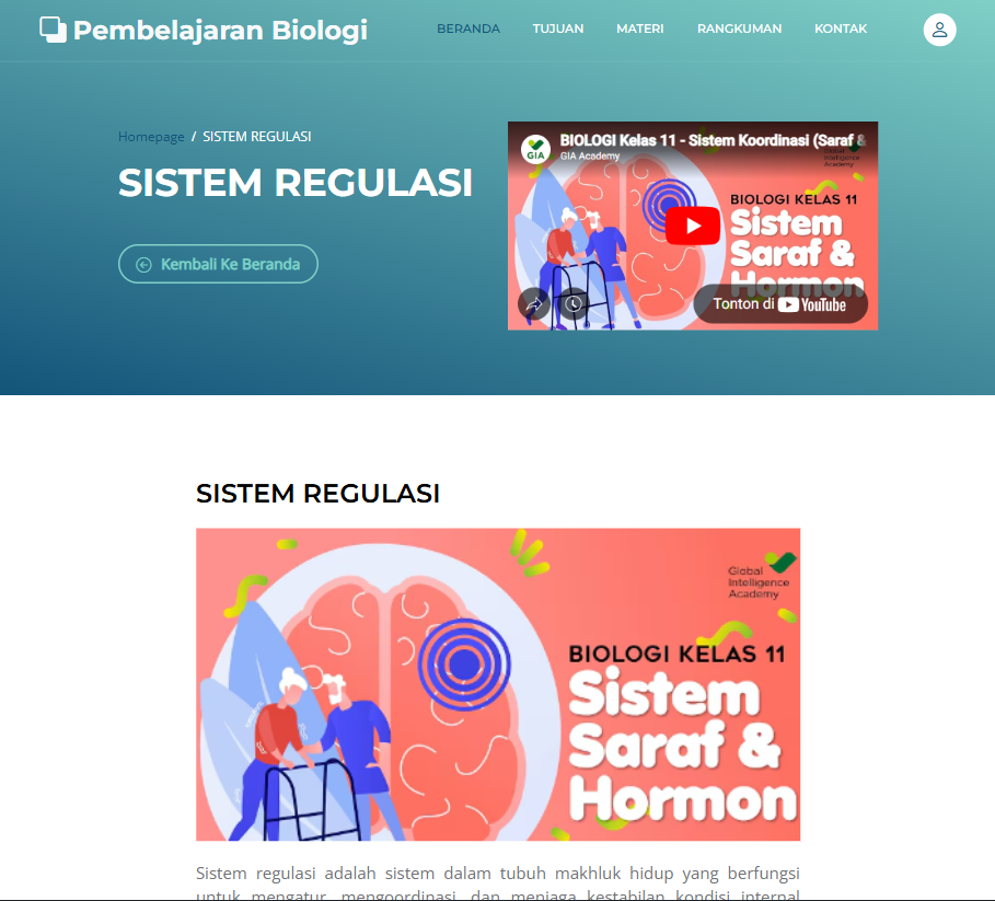 Tampilan proyek Biology LMS