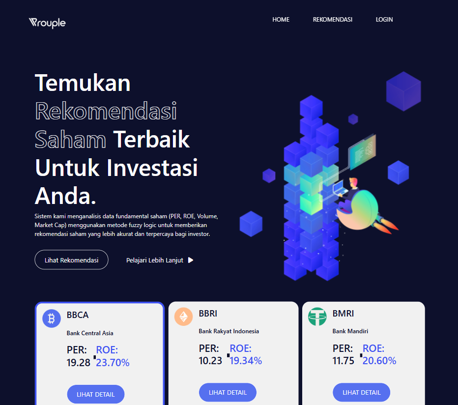 Tampilan proyek Rekomendasi Saham