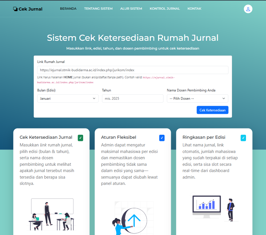 Tampilan proyek Rumah Jurnal